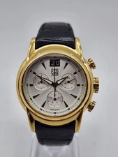 ESQ Swiss Made by Movado Chronograph E5299 Big Date Stainless Steel Gold Tone 