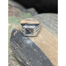 🛠️ Sterling Silver Men’s Ring – Size 10.5–11 – Geometric Design