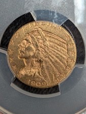 MS 63 Graded 1909 Year Half Eagle $5 US Gold Coins (Pre - 1933