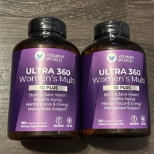 (2) Vitamin World Ultra 360 Multivitamin Women 50+ Non GMO 180 Coated Caps 10/25