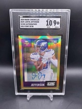 2020 Score Justin Jefferson Rookie Auto Gold Zone /50 SGC 9 Vikings RC