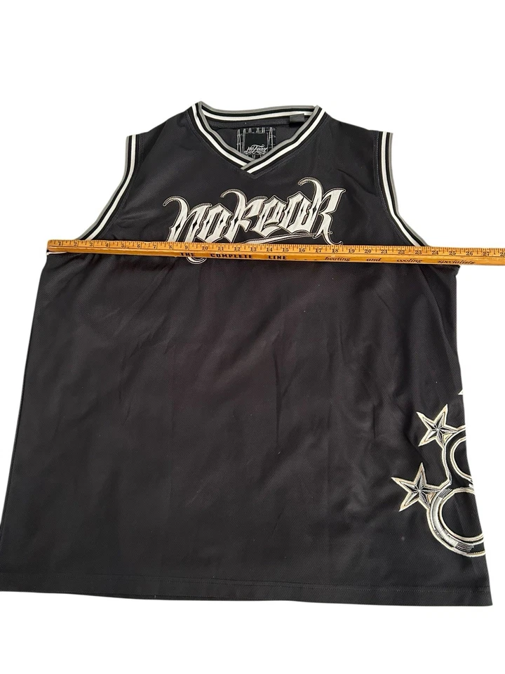No Fear Men's Y2K Sleeveless Jersey 2XL Blk/Grey Script Spell-Out Brass Knuckles - Image 3 of 4
