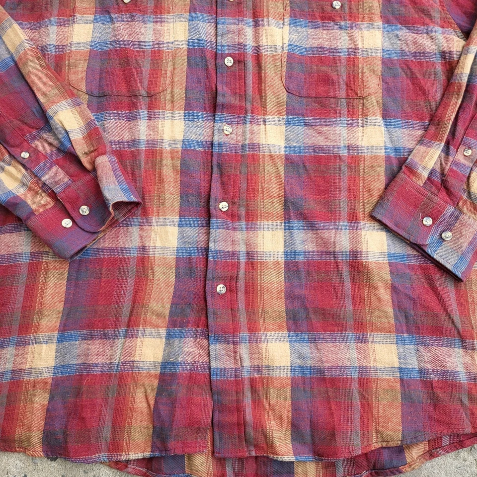 Vintage 90s Plaid Flannel Shirt Mens 2XLT XXL Tall Northwest Territory Red - Image 3 of 4