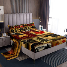Erosebridal Rustic Farmhouse Bed Sheets Set King Size Retro Cabin Lodge Sheets