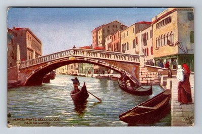 Italy- Venice Gondola Passing Under Guglie Bridge Postal Old PC Vintage Postcard