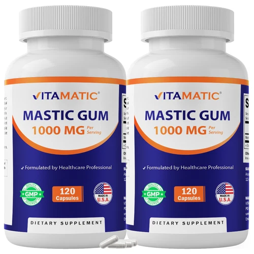 2 Pack - Vitamatic Mastic Gum 1000mg per Serving Support Digestive Func 240 caps