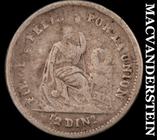 Peru: 1885 Silver 1/2 Dinero Scarce Better Date No Reserve #M2049