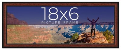 18x6 Frame Executive Brown Round Mahogany Finish Solid Wood Picture Frame | 1.25