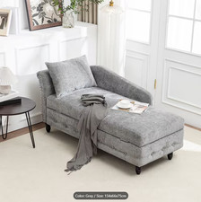 134cm Single Chenille Fabric Chaise Lounge Sofa with Storage Upholstered Chaise