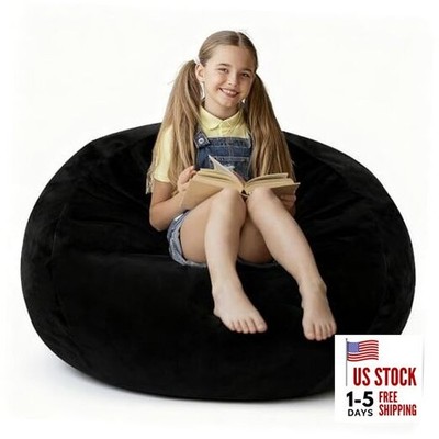 2FT Bean Bag Chair with Ultra Soft Velvet Cover Bean 2FT-28'' x 28'' x 22'' Black