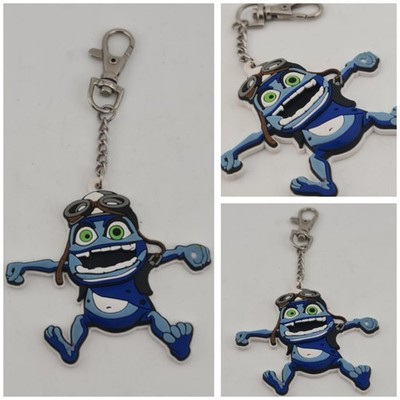 Vintage Retro Schlüsselanhänger Schlüsselring Gummi blau Biker Crazy Frog Figur 2005