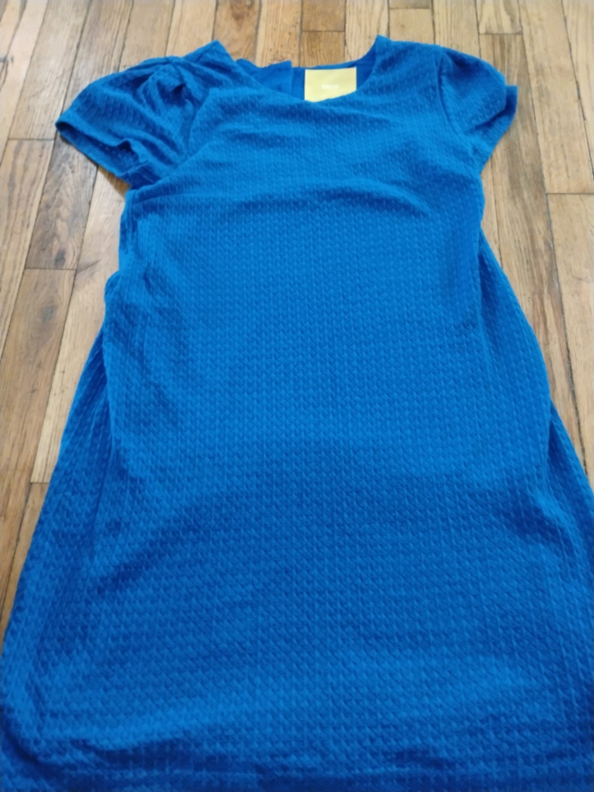 Anthropologie Maeve Shift Dress Royal Blue Textured Short Sleeve Women’s S Lined