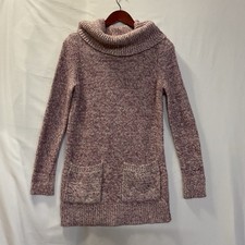 LOFT Outlet Turtleneck XS Pink/Purple Sweater Tunic Length Cotton Blend Cozy