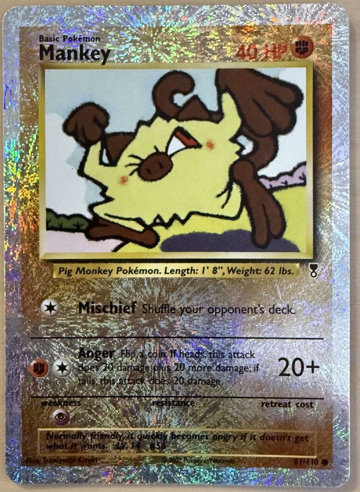 Mankey 81/110 Pokemon 2002 Legendary Collection Reverse Holo NM