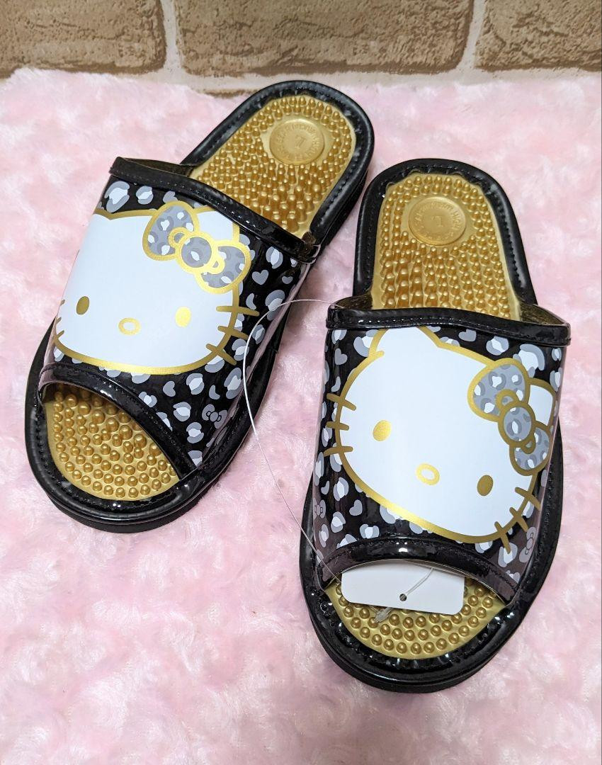 Hello Kitty Health Sandals L Size Leopard Print Black