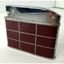 Vintage SMC Supreme Japan Automatic Lighter  Silver Tone Burgundy Retro