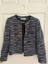 NEVER WORN Tahari ASL Multi-Colored Striped Jacquard Textured Blazer US 2