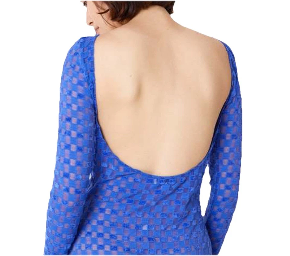 Vestido Midi FND ME NOW Deslumbrante Azul Ventana Malla "Harmony Backless" Talla S Nuevo sin Etiquetas Foto 3 de 4