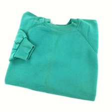 Vintage 90s Hanes Raglan Crewneck Sweatshirt Large Teal Blank Pullover Grunge