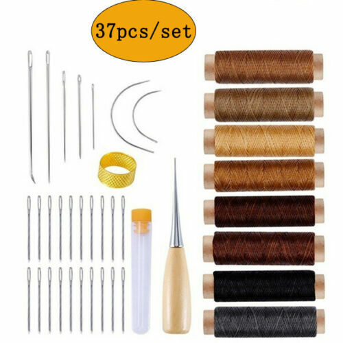 Awl Hand Leather Waxed Thread Stitching Needles Tool Kit for Repair Sewing Craft - Picture 4 of 34