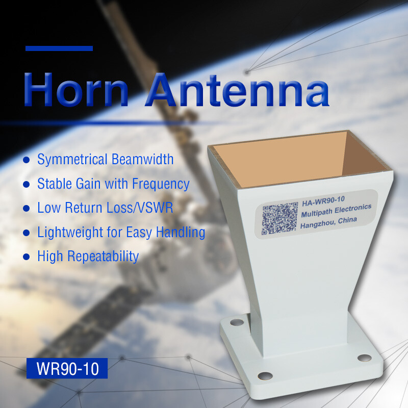 WR90 Standard Gain Horn Antenna, 8.2-12.5 GHz, 10–20 dBi Nominal 