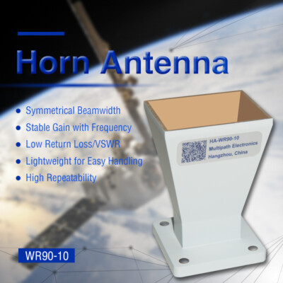 WR90 Standard Gain Horn Antenna, 8.2-12.5 GHz, 10–20 dBi Nominal 