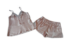 Vtg. Apt. Nine Pajama Set Cami Shorts Glossy Satin Size Medium Pink