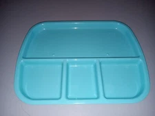 Light Blue Divided Plastic Tray 4-Compartment 12" X 9" Kids Cafeteria Style