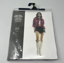 NEW CostumeGlobal Pink Tinsel Fringe Jacket Size Adult Size L/XL Halloween
