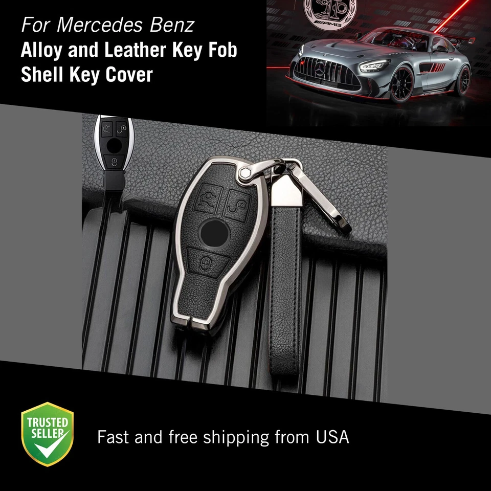 Mercedes Benz AMG liga de couro chaveiro capa A C E S CLA CLS GLE GLC ML - Imagem 2 de 3