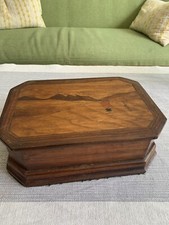 antique marquetry  Jewellery Music Box With Pink Lining