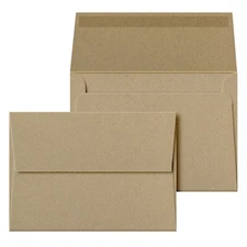 A7 Grocer Kraft Envelopes, 5 1/4 x 7 1/4, Square Flap, 70lb Text (105gsm), 100Pk