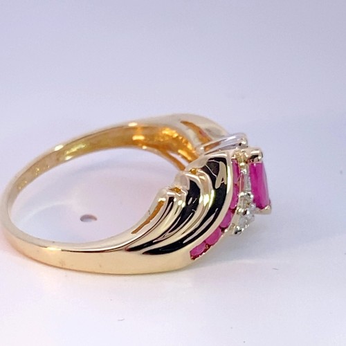 Red Stone Lady's Stone Ring 10K Yellow Gold 2.5g Size:6.75 (MI1070806) - Picture 5 of 14
