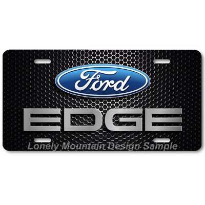 Ford Edge Logo Inspired Art Gray on Mesh FLAT Aluminum Novelty License Plate