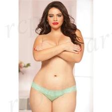 New women's lace panty sexy lingerie intimates gift size plus size Mint 10546X
