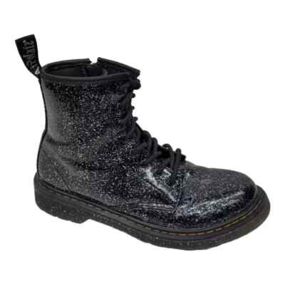 Dr. Martens Womens 5 Mens 4 Black Glitter 8 Eyelet Boots Side Zip