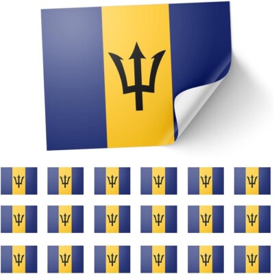 20 x Barbados Flagge Aufkleber - Rechteck Event Laptop 8,5 x 5,5 cm