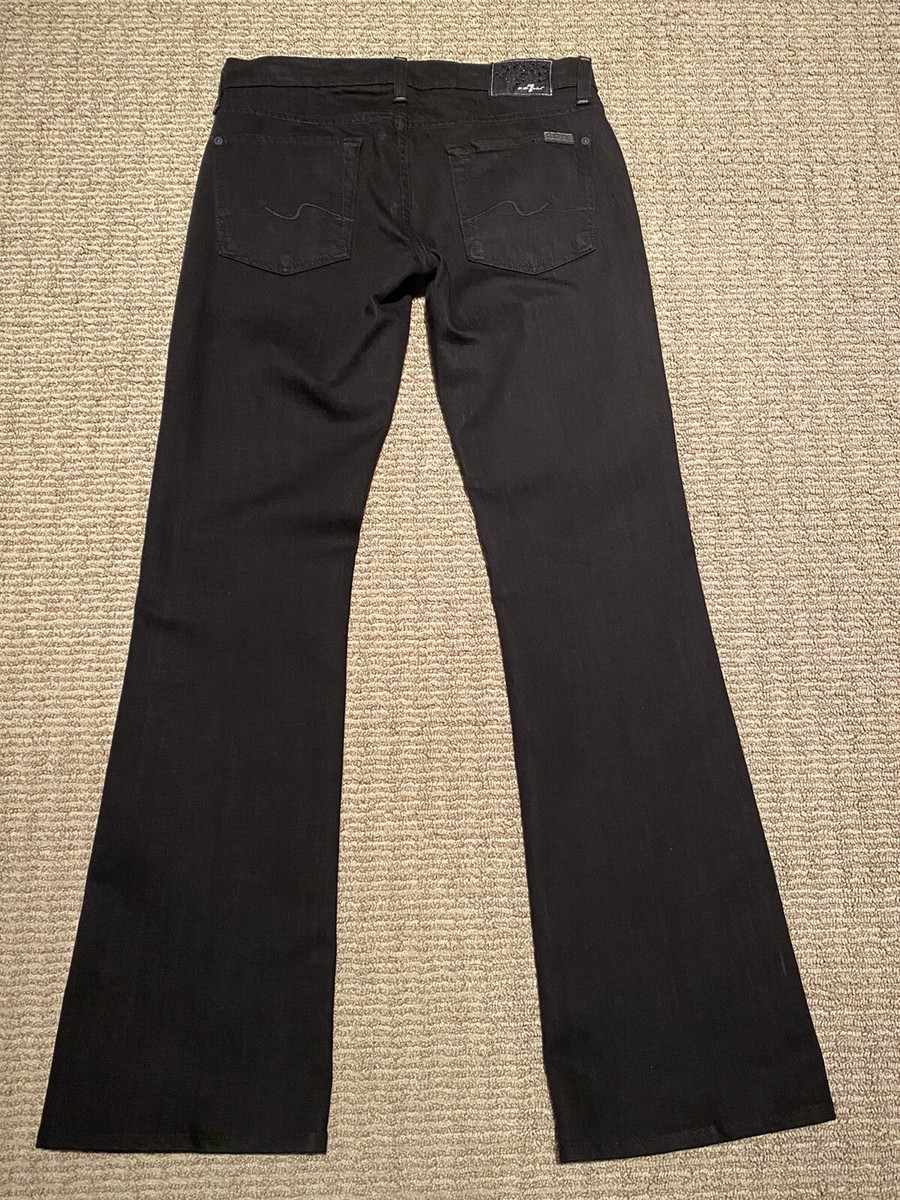 NWT Seven For All Mankind Jeans Size 28 Black Bootcut Denim Rhinestone  Logo