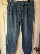 Gap Blue Jean Jogger Pants Women's Size Medium Pull On Drawstring
