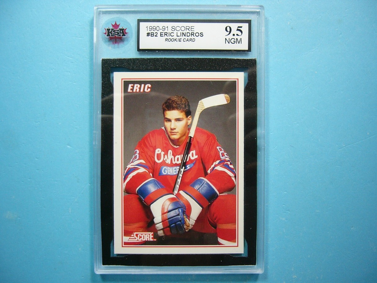 1990/91 SCORE NHL HOCKEY CARD #B2 ERIC LINDROS ROOKIE RC KSA 9.5