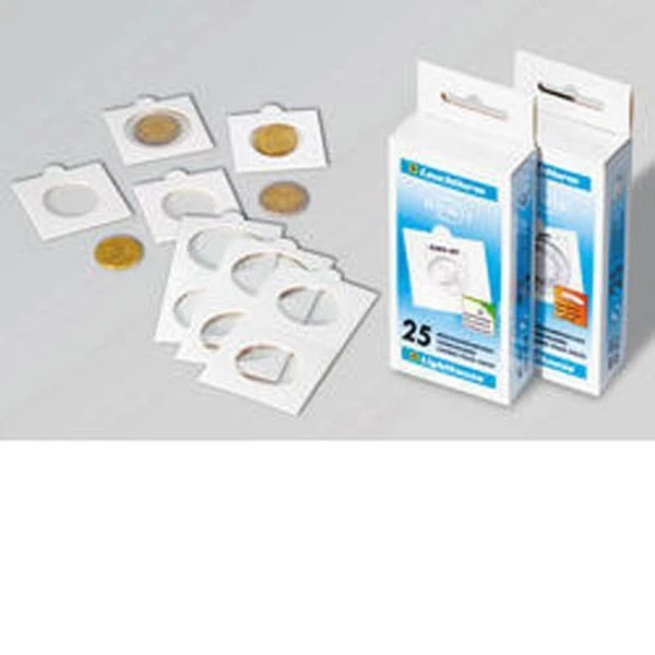LIGHTHOUSE Leuchtturm Cartones de monedas MATRIX, blanko, diámetro 30 mm, autoadhesivos, 25