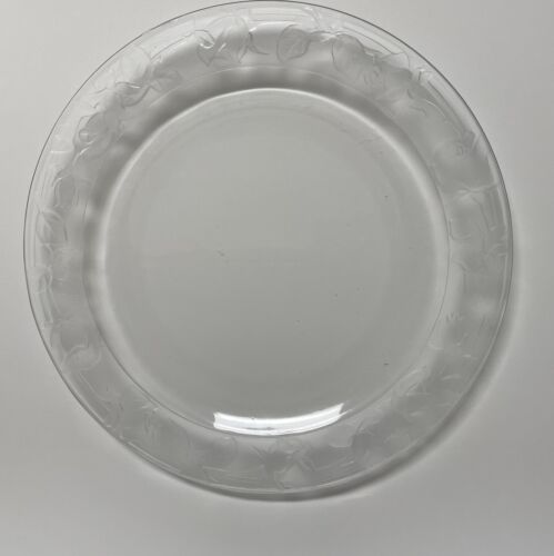 Large Glass Platter Round Frosted Roses Rim 13.75” - Picture 1 of 10