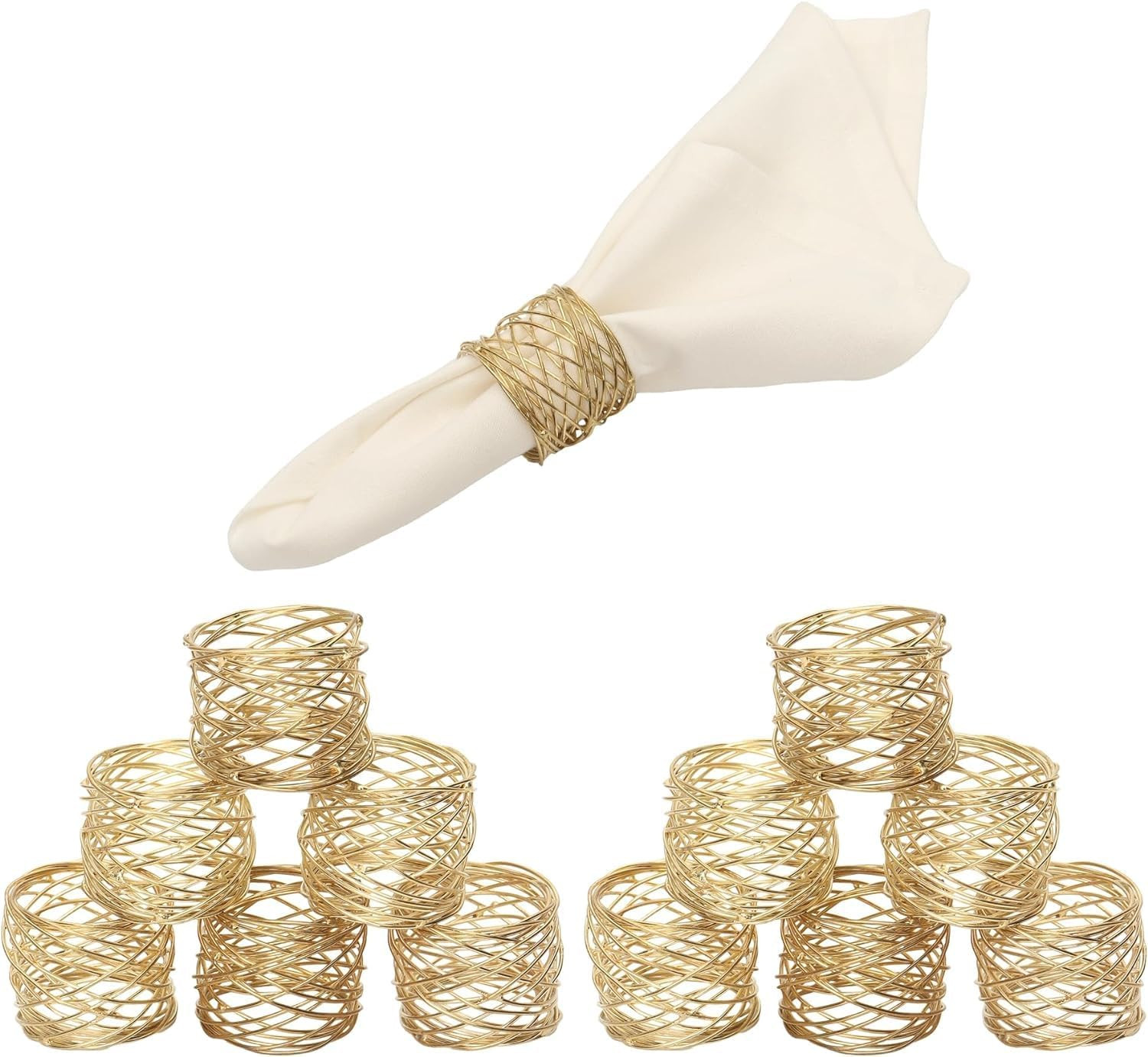 Juego de anillos de servilleta de malla redonda hecha a mano para fiestas de mesa de comedor todos los días