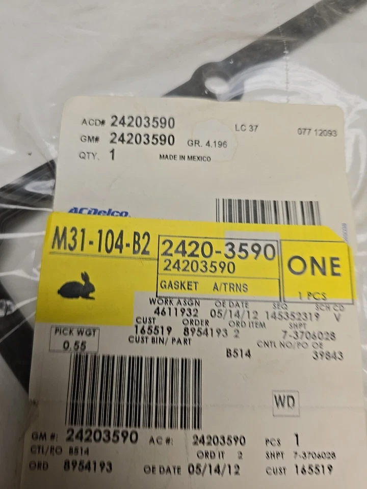 NUEVO 24203590 GENUINO GM ACDelco Transmisión Automática Junta de cárter de aceite D253 Foto 2 de 4