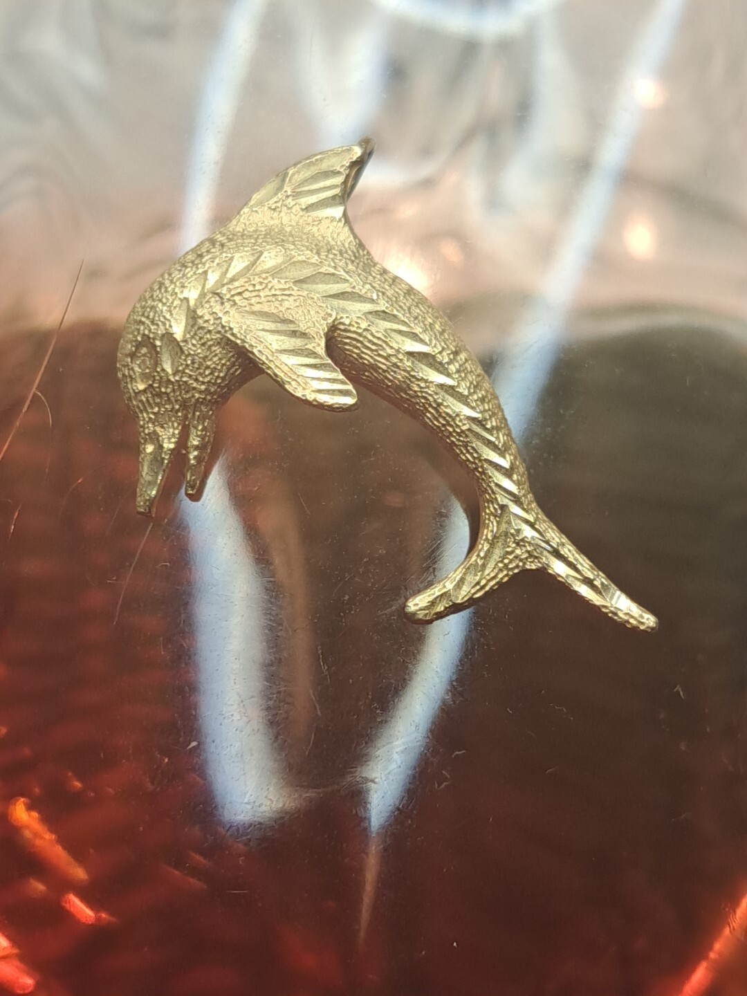 Solid 14 Karat Yellow Solid Gold Dolphin Pendant … - image 7