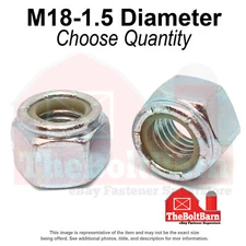 M18-1.5 Class 10 Nylon Insert Hex Nuts Zinc Clear Extra Fine Thread (Pick Qty)