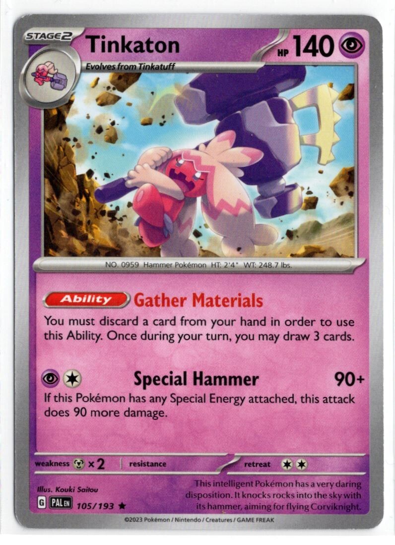 Pokemon Paldea Evolved NON-HOLO 105/193 Tinkaton DECK EXCLUSIVE