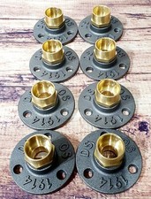 8 X Malleable Iron pipe Flange With 22 mm Brass Inserts,Wall, Floor Brackets