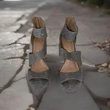 Christian Siriano For Payless Open Toe Heels Sandals Silver Women's Size 7M