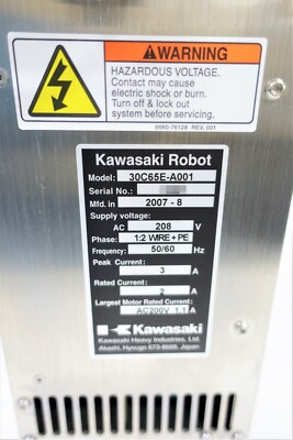 KAWASAKI 30C65E-A001 ROBOT CONTROLLER APPLIED MATERIALS 0190-17831